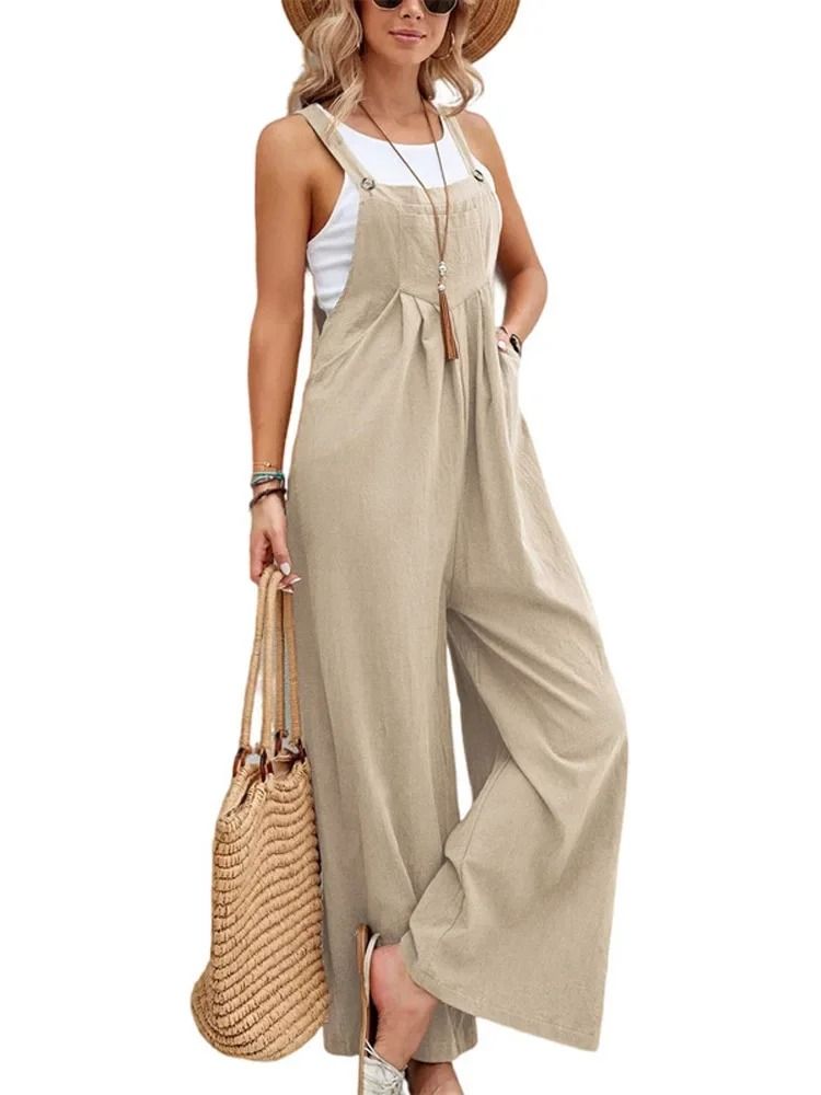 Women Loose Fit Fashion Overalls Wide Leg Baggy Bib Overalls Jumpsuit Dungarees Summer Jumpsuit Casual Elegant Overalls