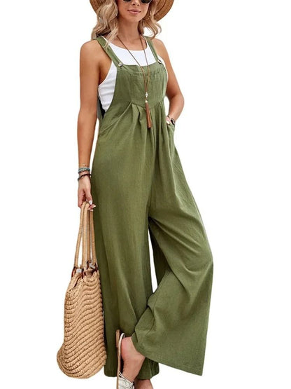 Women Loose Fit Fashion Overalls Wide Leg Baggy Bib Overalls Jumpsuit Dungarees Summer Jumpsuit Casual Elegant Overalls