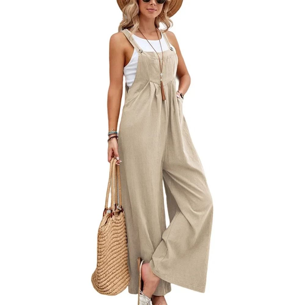 Women Loose Fit Fashion Overalls Wide Leg Baggy Bib Overalls Jumpsuit Dungarees Summer Jumpsuit Casual Elegant Overalls