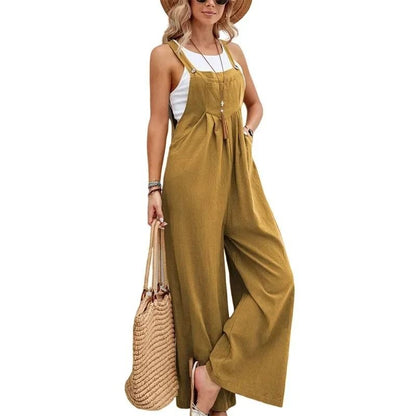 Women Loose Fit Fashion Overalls Wide Leg Baggy Bib Overalls Jumpsuit Dungarees Summer Jumpsuit Casual Elegant Overalls