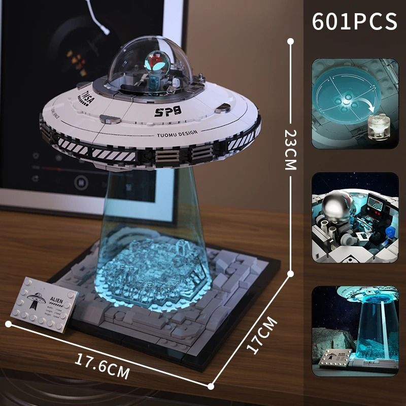Creative Space Building Block Kits UFO Rocket Alien Astronaut Solar System