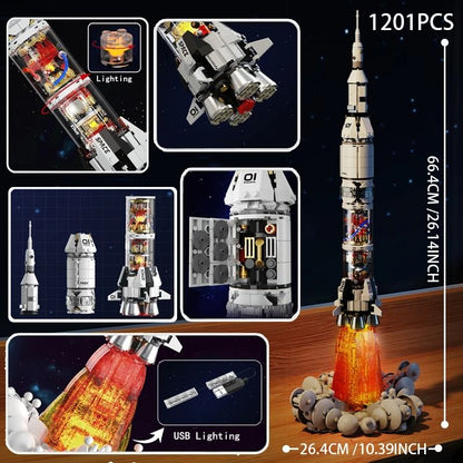 Creative Space Building Block Kits UFO Rocket Alien Astronaut Solar System