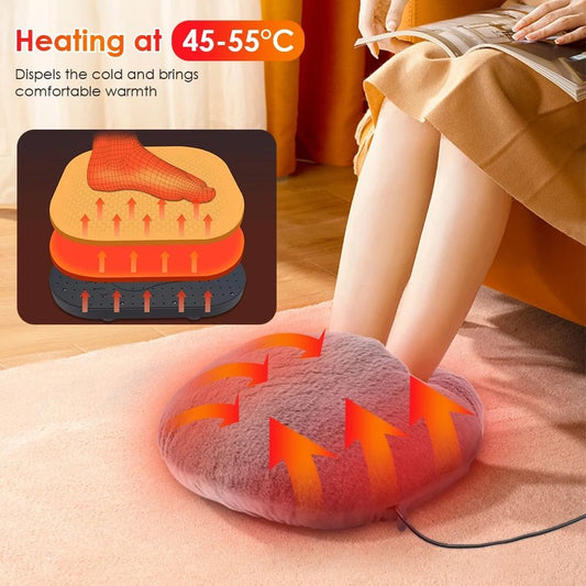 USB Winter Electric Foot Heating Pad Soft Plush Under Desk Warmer