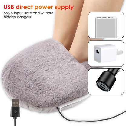 USB Winter Electric Foot Heating Pad Soft Plush Under Desk Warmer