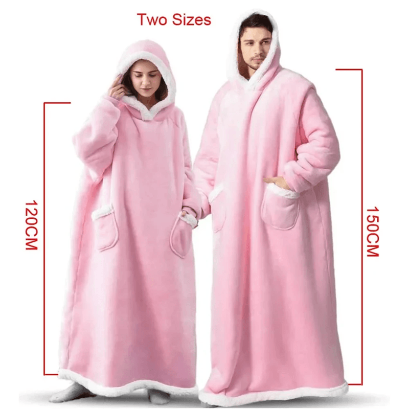 CozyWrap Super-Long Flannel Blanket Hoodie Oversized Wearable Blanket