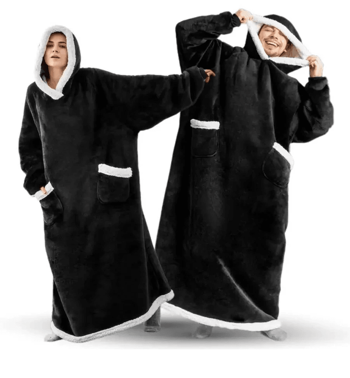 CozyWrap Super-Long Flannel Blanket Hoodie Oversized Wearable Blanket
