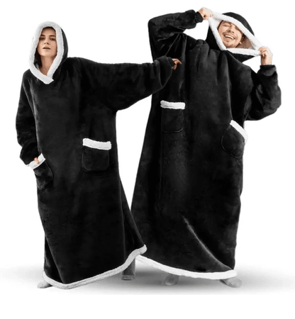 CozyWrap Super-Long Flannel Blanket Hoodie Oversized Wearable Blanket