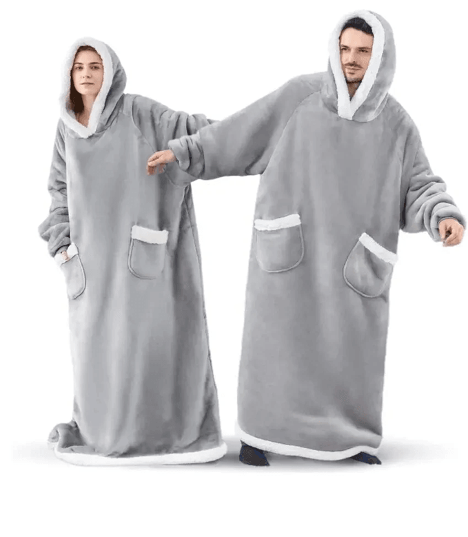 CozyWrap Super-Long Flannel Blanket Hoodie Oversized Wearable Blanket
