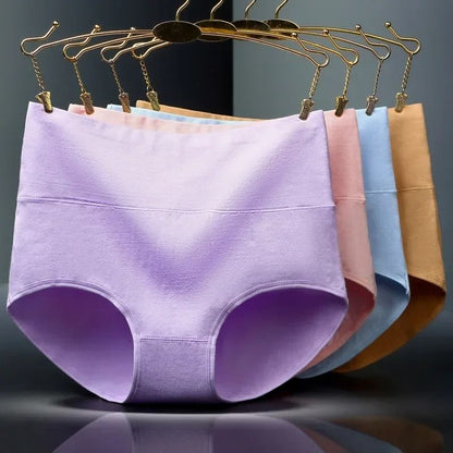 4-Pack High Waist Cotton Panties for Women – Slimming, Comfortable, and Breathable