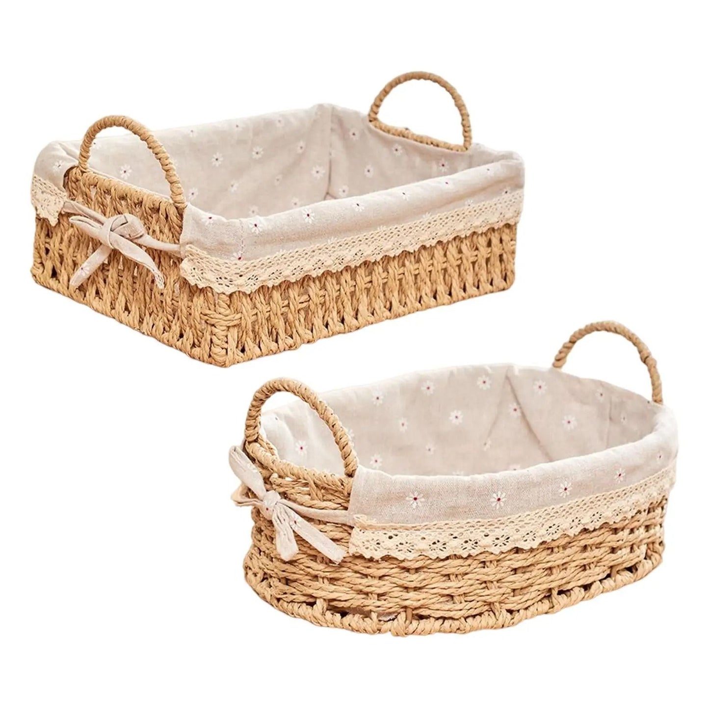 Woven Hand-Natural Storage Basket with Handles