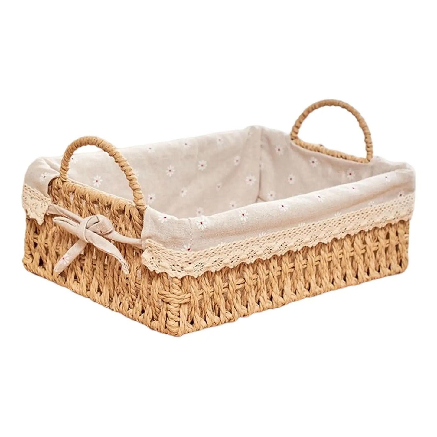 Woven Hand-Natural Storage Basket with Handles