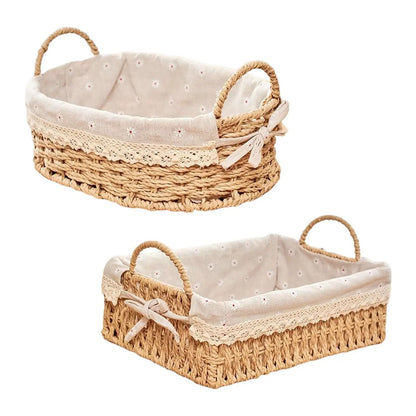 Woven Hand-Natural Storage Basket with Handles