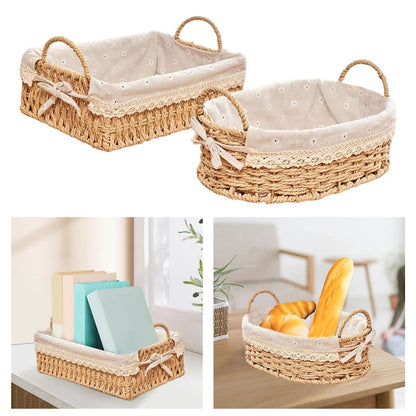 Woven Hand-Natural Storage Basket with Handles