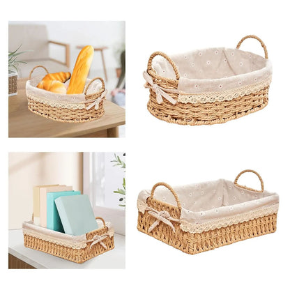 Woven Hand-Natural Storage Basket with Handles