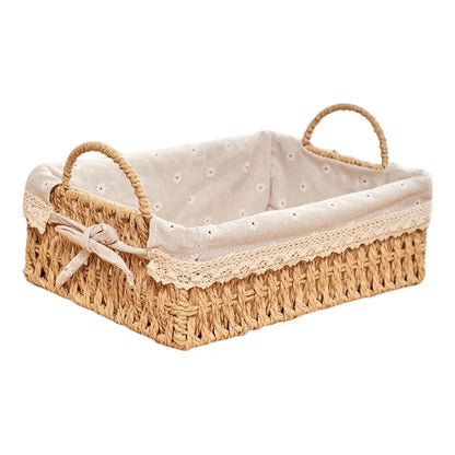 Woven Hand-Natural Storage Basket with Handles