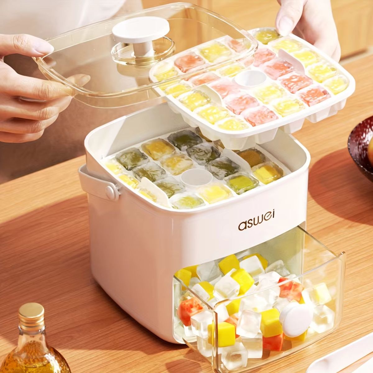 48 Compartment Ice Cube Tray Large Capacity Double Layer Food Grade Freezer Mold