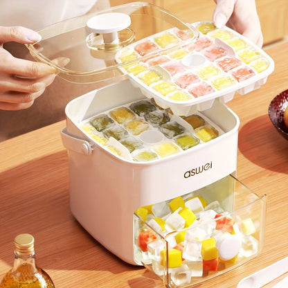 48 Compartment Ice Cube Tray Large Capacity Double Layer Food Grade Freezer Mold