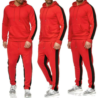 Men's Color Block Winter Tracksuit – Warm, Breathable 2-Piece Sportswear Set