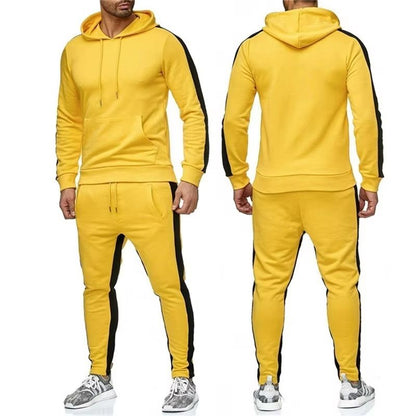 Men's Color Block Winter Tracksuit – Warm, Breathable 2-Piece Sportswear Set