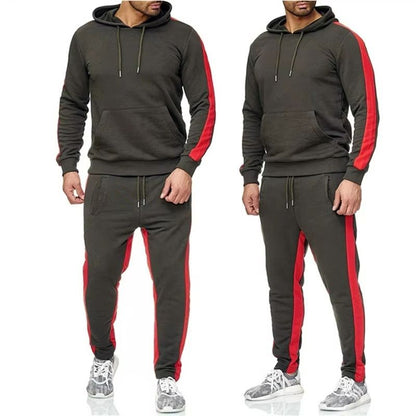 Men's Color Block Winter Tracksuit – Warm, Breathable 2-Piece Sportswear Set
