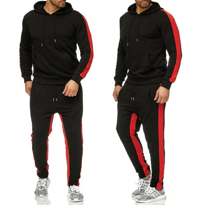 Men's Color Block Winter Tracksuit – Warm, Breathable 2-Piece Sportswear Set
