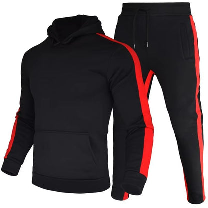 Men's Color Block Winter Tracksuit – Warm, Breathable 2-Piece Sportswear Set