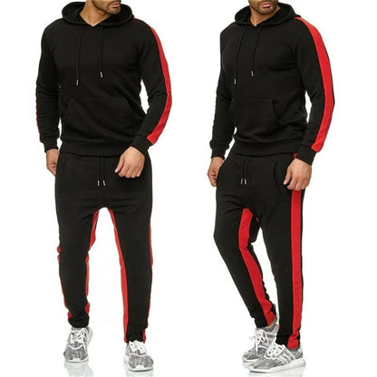 Men's Color Block Winter Tracksuit – Warm, Breathable 2-Piece Sportswear Set
