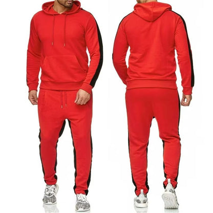 Men's Color Block Winter Tracksuit – Warm, Breathable 2-Piece Sportswear Set