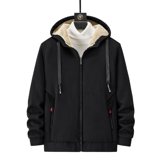 Men Fleece Hoodie Winter Thick Warm Sweatshirt with Zipper and Hooded Cardigan Jacket
