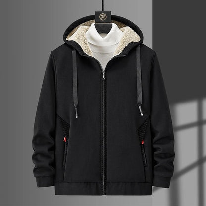 Men Fleece Hoodie Winter Thick Warm Sweatshirt with Zipper and Hooded Cardigan Jacket