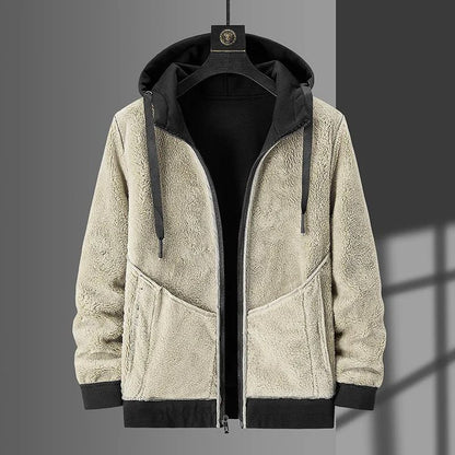 Men Fleece Hoodie Winter Thick Warm Sweatshirt with Zipper and Hooded Cardigan Jacket