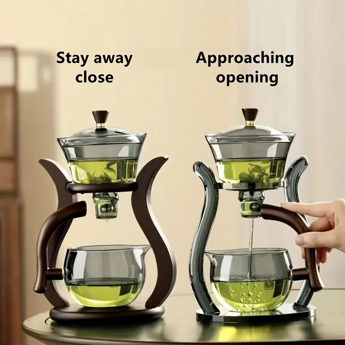Glass Tea Set with Magnetic Switch Teapot and Infuser – Semi-Automatic Drip Teapot with Optional Cups for Elegant Tea Br