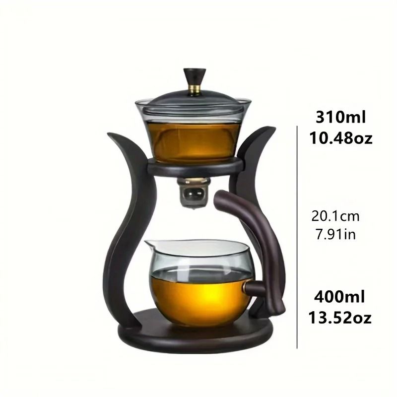 Glass Tea Set with Magnetic Switch Teapot and Infuser – Semi-Automatic Drip Teapot with Optional Cups for Elegant Tea Br