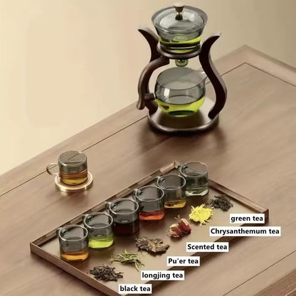 Glass Tea Set with Magnetic Switch Teapot and Infuser – Semi-Automatic Drip Teapot with Optional Cups for Elegant Tea Br