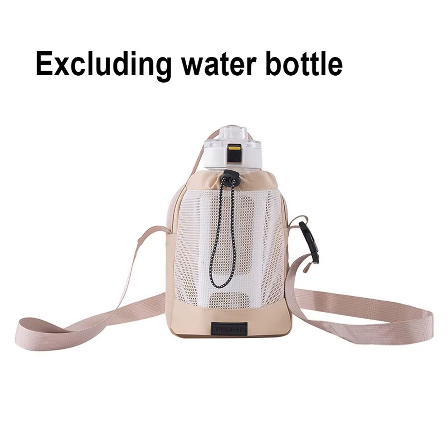 Shoulder Strap Mesh Water Bottle Carrier Bag with Adjustable Crossbody Strap and Front Pocket