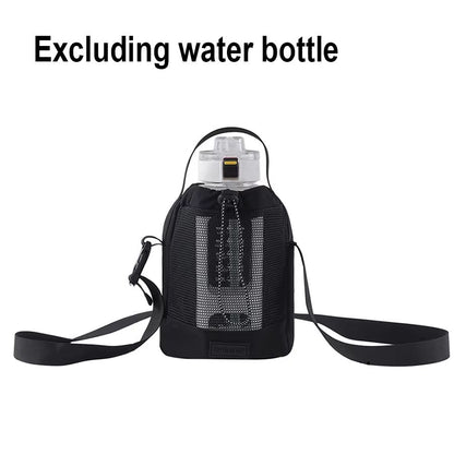 Shoulder Strap Mesh Water Bottle Carrier Bag with Adjustable Crossbody Strap and Front Pocket