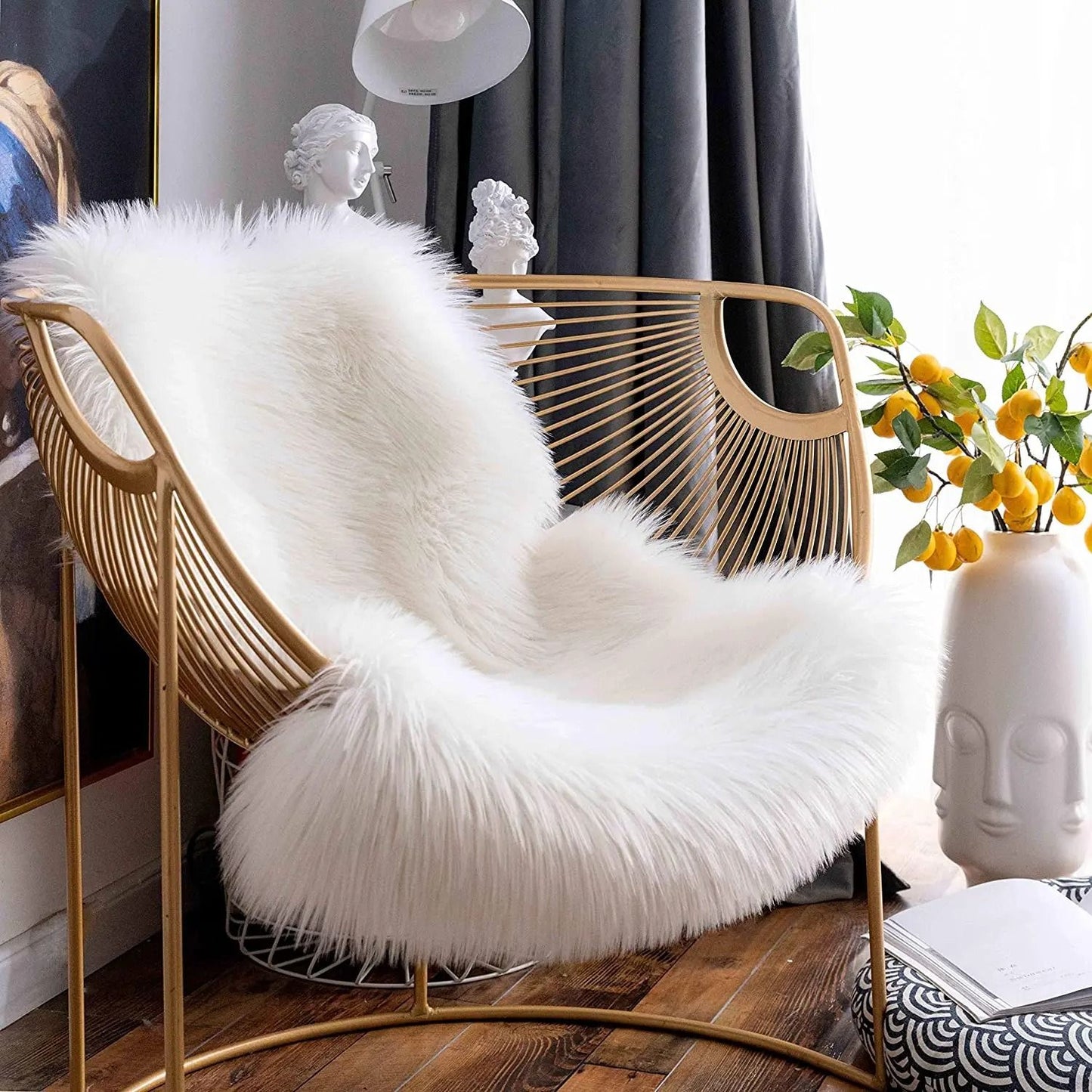 Faux Sheepskin Fur Soft Carpet Washable Fluffy Rug for Floor or Furniture