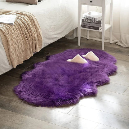 Faux Sheepskin Fur Soft Carpet Washable Fluffy Rug for Floor or Furniture
