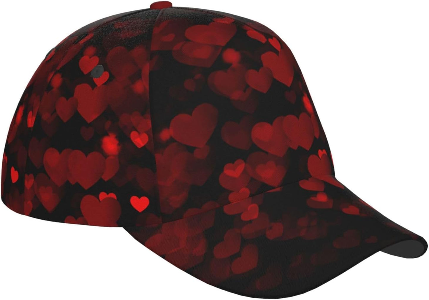 Valentine Day Hearts Baseball Cap, Cute Adjustable Red Hat for Men Women, Fashion Sun Hat for Gifts