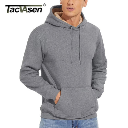 Mens Sherpa Lined Pullover Hoodie Fleece Sweatshirt