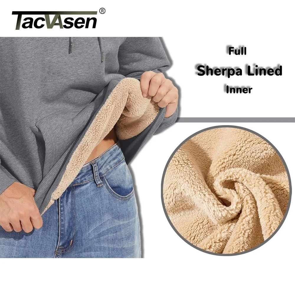 Mens Sherpa Lined Pullover Hoodie Fleece Sweatshirt