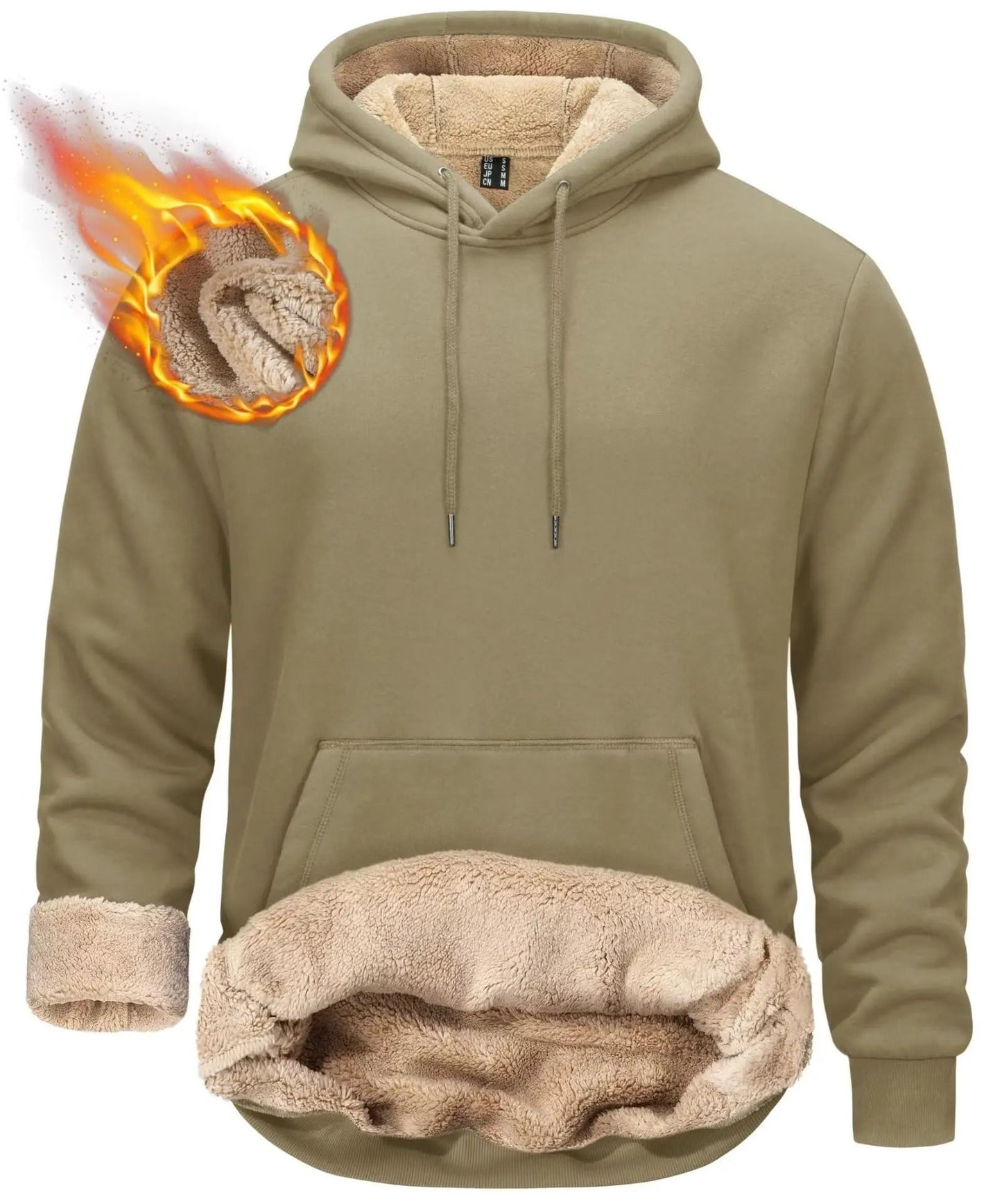 Mens Sherpa Lined Pullover Hoodie Fleece Sweatshirt