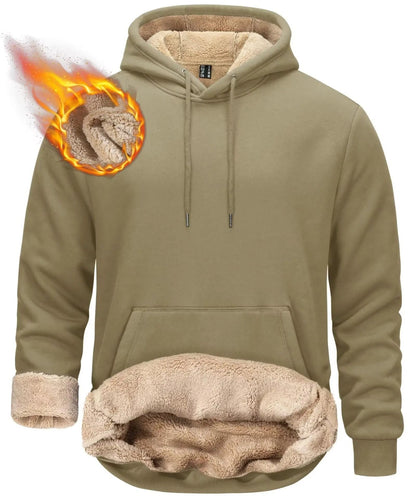 Mens Sherpa Lined Pullover Hoodie Fleece Sweatshirt