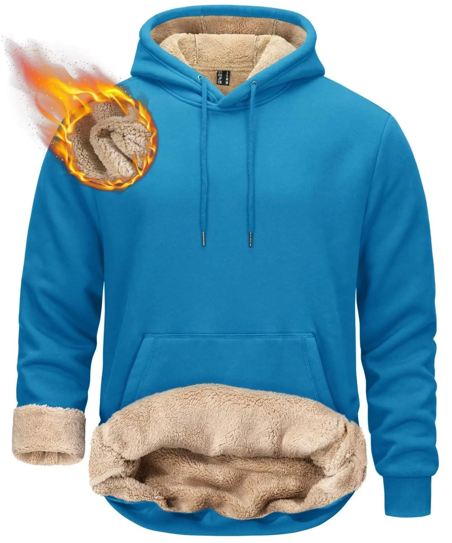 Mens Sherpa Lined Pullover Hoodie Fleece Sweatshirt