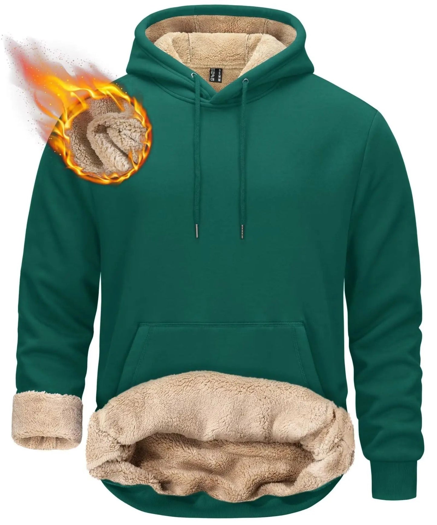 Mens Sherpa Lined Pullover Hoodie Fleece Sweatshirt