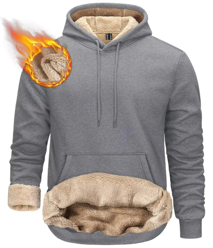 Mens Sherpa Lined Pullover Hoodie Fleece Sweatshirt
