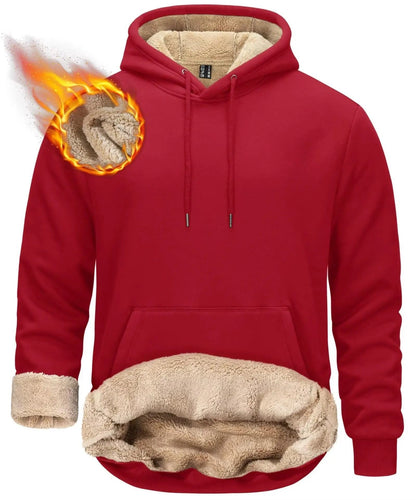 Mens Sherpa Lined Pullover Hoodie Fleece Sweatshirt