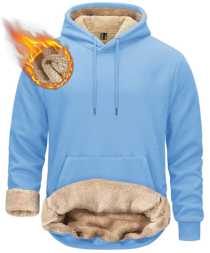 Mens Sherpa Lined Pullover Hoodie Fleece Sweatshirt