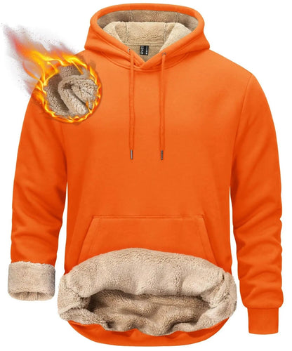 Mens Sherpa Lined Pullover Hoodie Fleece Sweatshirt