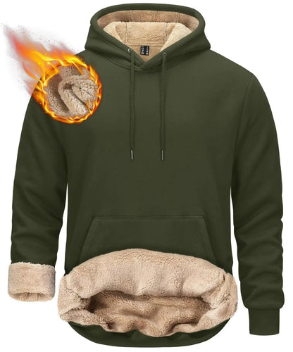 Mens Sherpa Lined Pullover Hoodie Fleece Sweatshirt